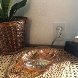 Marigold Carnival Glass Clover Dish By Jeannette Glass Co